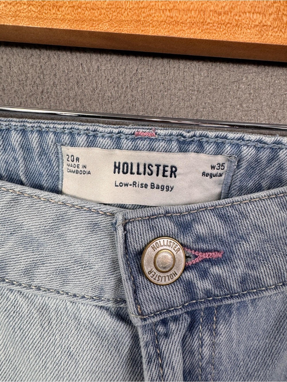 Hollister Low Rise Baggy Light Blue Wash Wide Leg Denim Jeans, Plus Size 20 - Picture 4 of 16